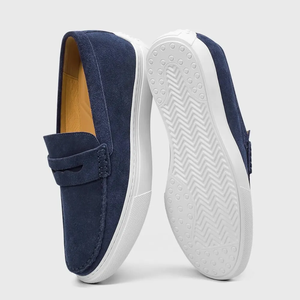 6 CM/2.36 Inches CMR CHAMARIPA Men's Blue Suede Slip-On Height Increasing Shoes