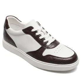 6CM/2.36 Inches CMR CHAMARIPA White & Coffee Leather Men's Elevator Shoes