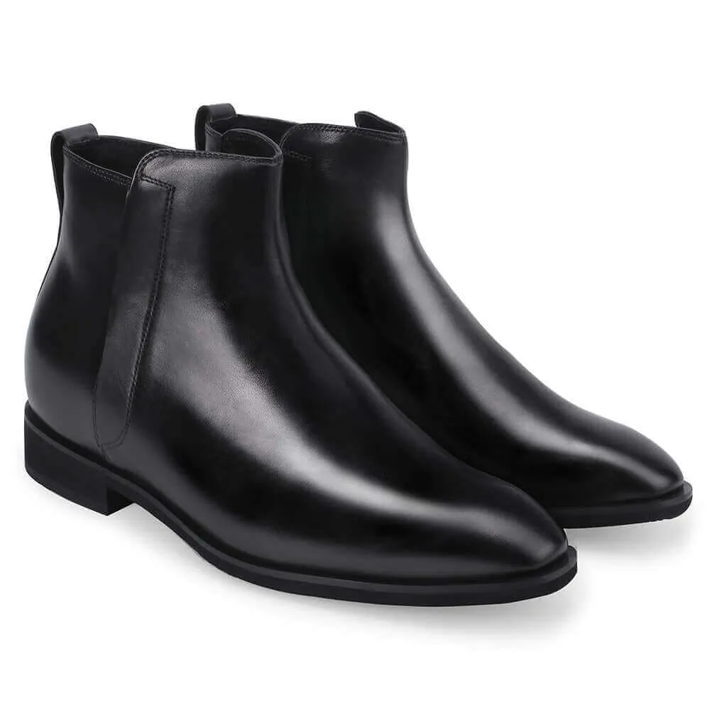 7CM/2.76 Inches CMR CHAMARIPA Height Increasing Boots For Men - Leather Classic Boots - Black