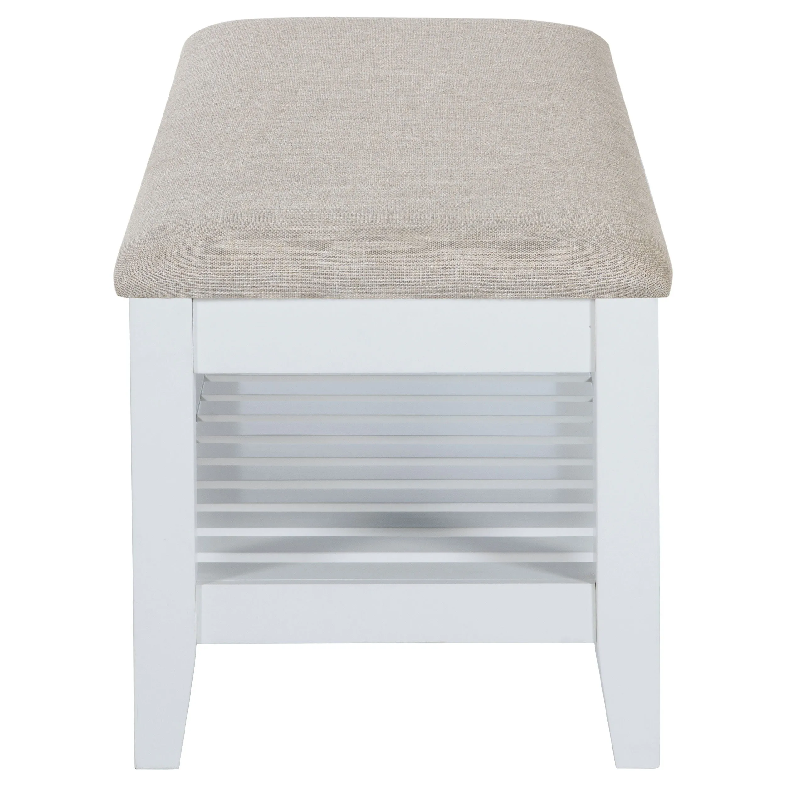 Bexhill - Upholstered Rectangular Bench with Shelf - White