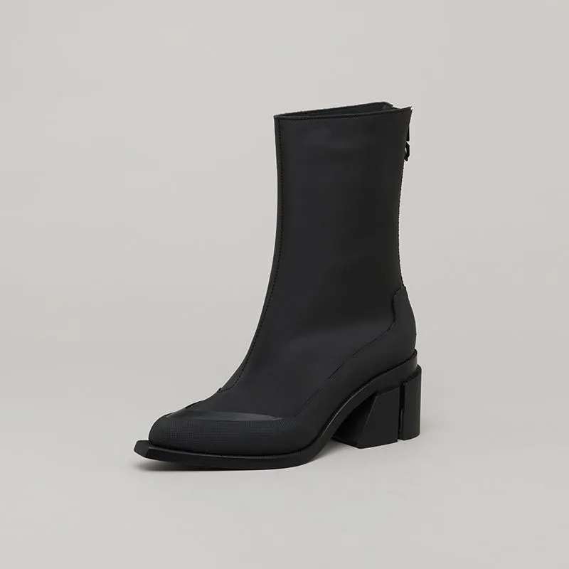 both - GAO LOW HEEL ZIP-BLACK