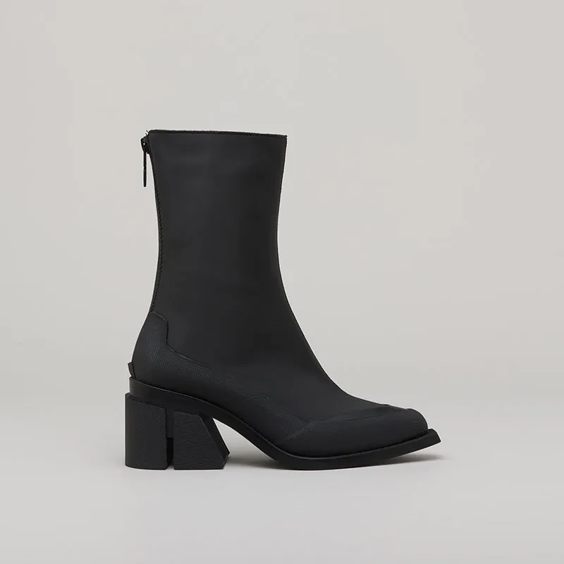 both - GAO LOW HEEL ZIP-BLACK