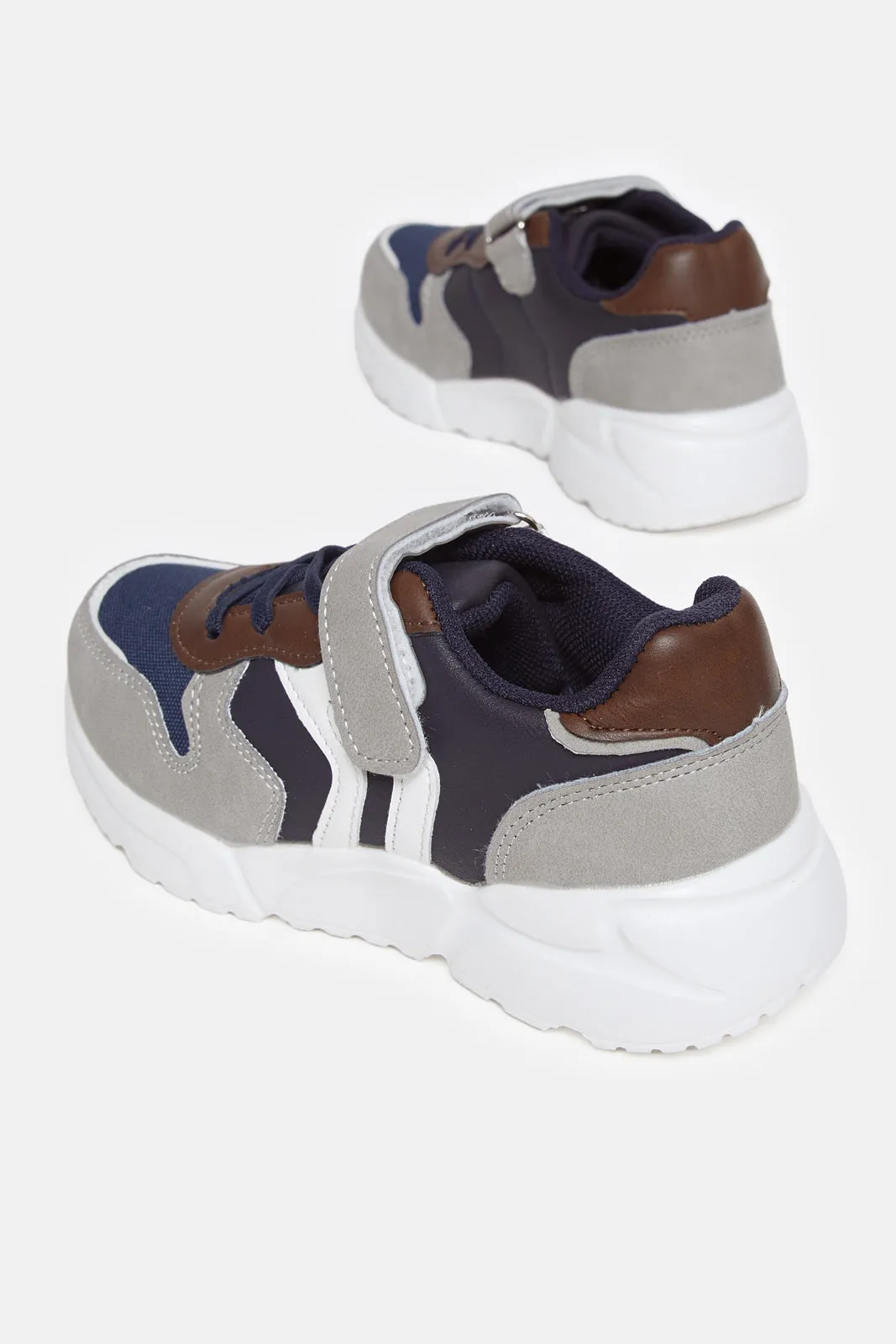 Boys Grey Colour Block Chunky Sneaker