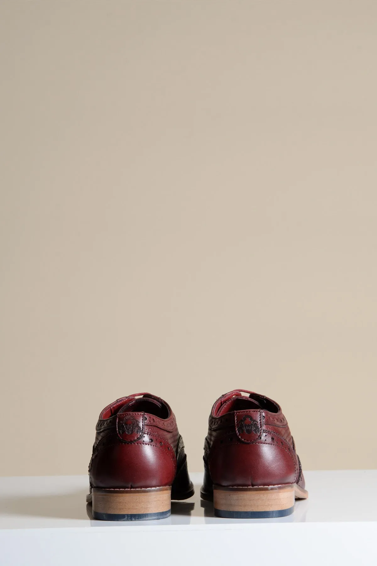 BRANDON - Bordeaux Burgundy Leather Wingtip Brogue Shoe