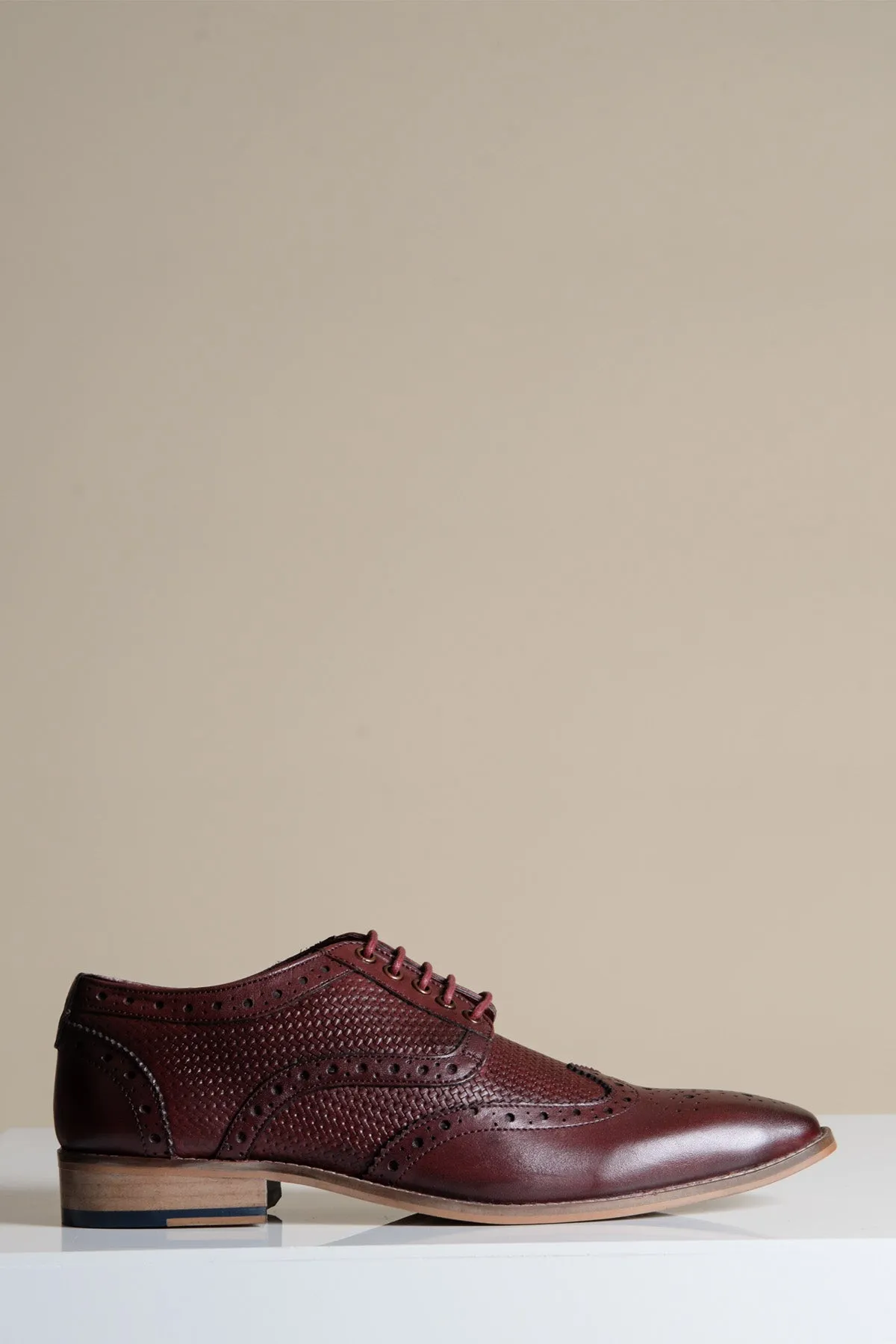 BRANDON - Bordeaux Burgundy Leather Wingtip Brogue Shoe