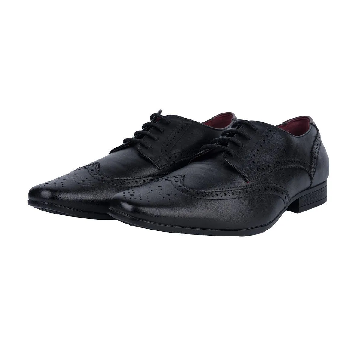 Burton Brogues Formal Lace Ups Leather Black Colour For Men