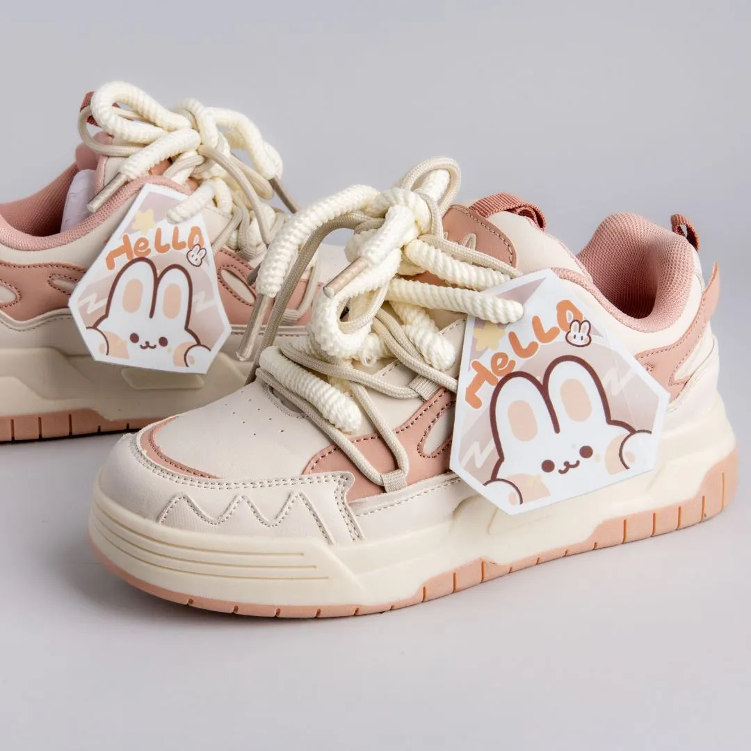 Chunky Friendly Pink Bunny Sneakers - Women's