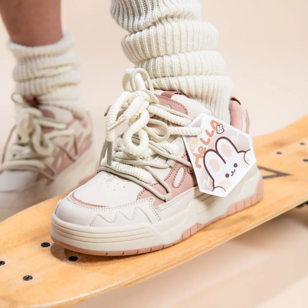 Chunky Friendly Pink Bunny Sneakers - Women's