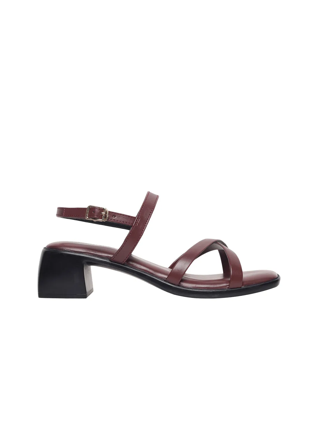 Clara Maroon Block Heels