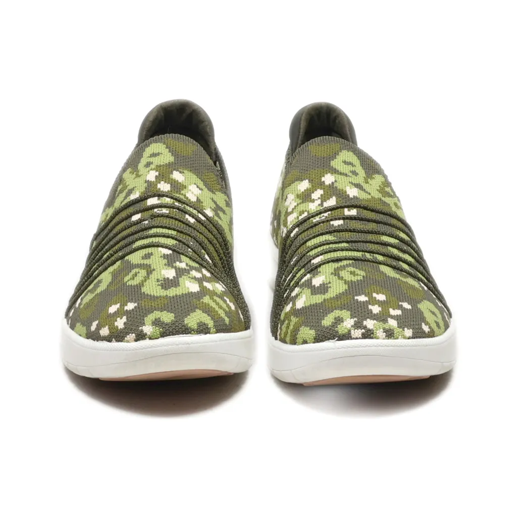 Clarks Cloudsteppers Slip Ons Fabric Green Colour For Women