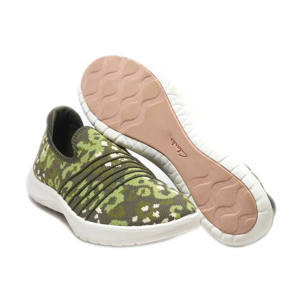 Clarks Cloudsteppers Slip Ons Fabric Green Colour For Women