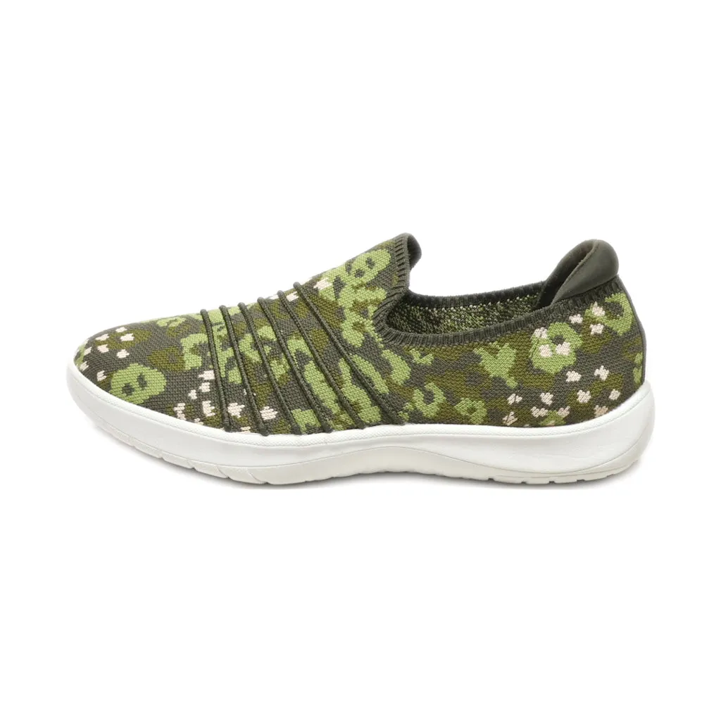 Clarks Cloudsteppers Slip Ons Fabric Green Colour For Women