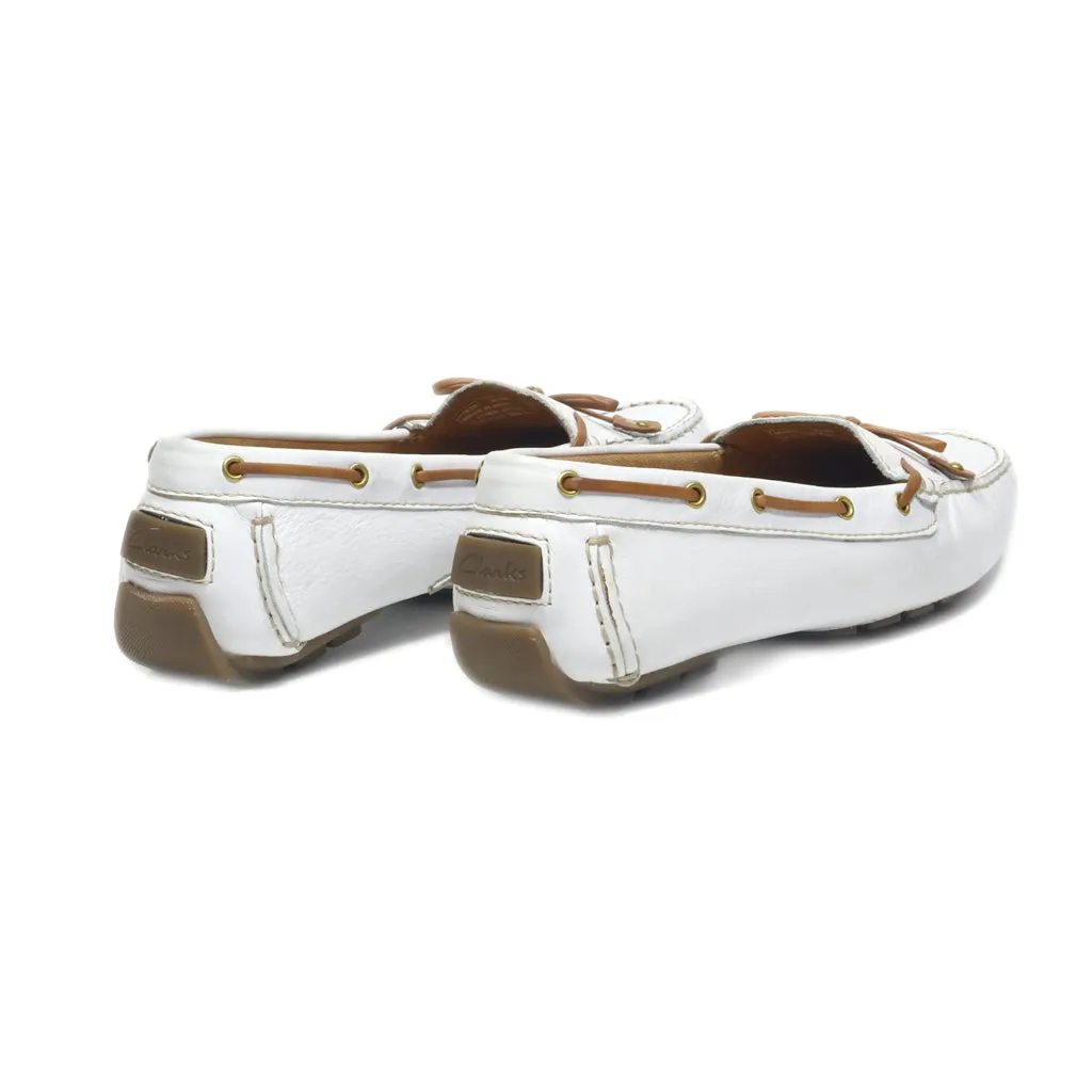 Clarks Slip Ons Leather White Colour For Women