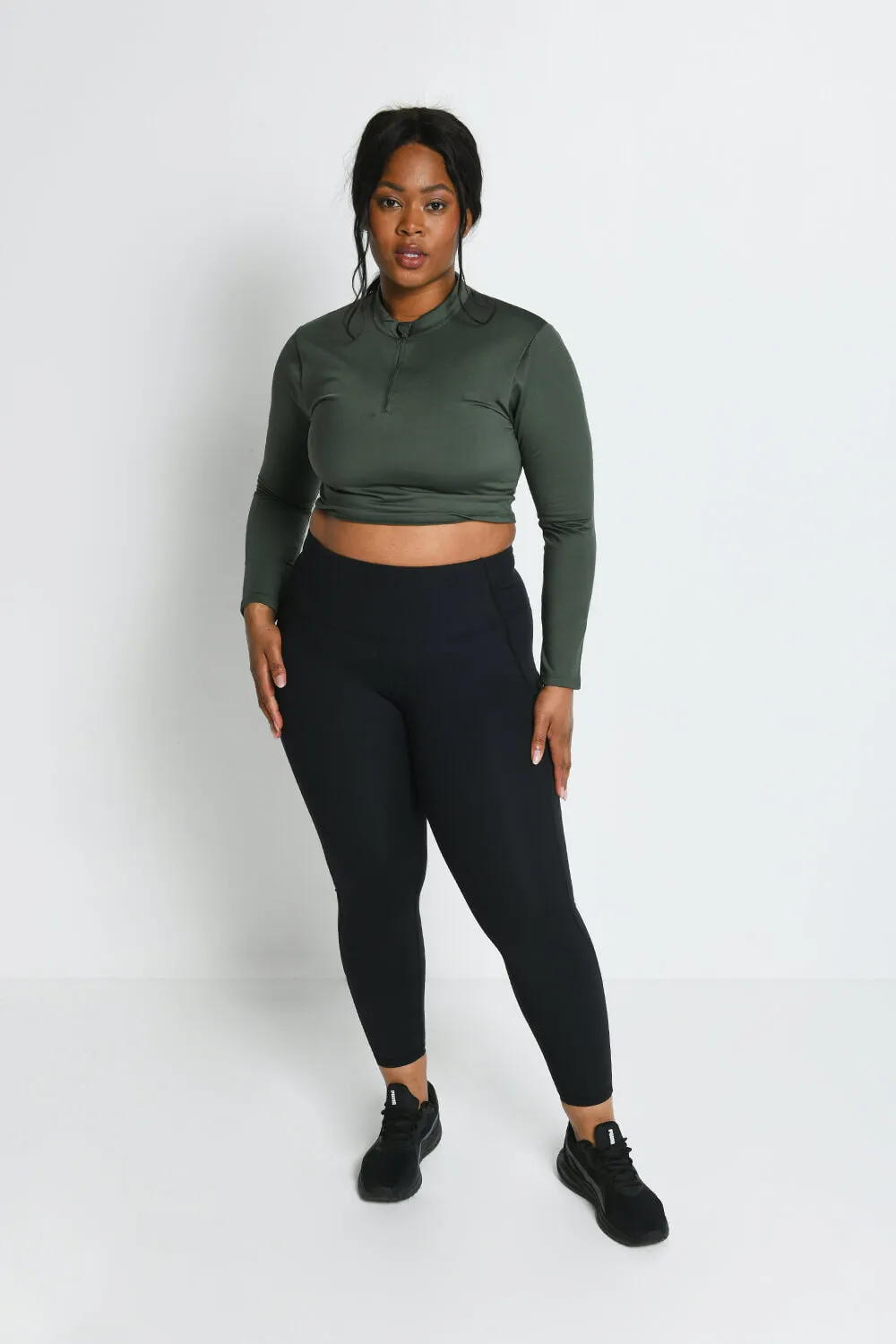 Energise 7/8 High Waisted Gym Leggings - Midnight Black