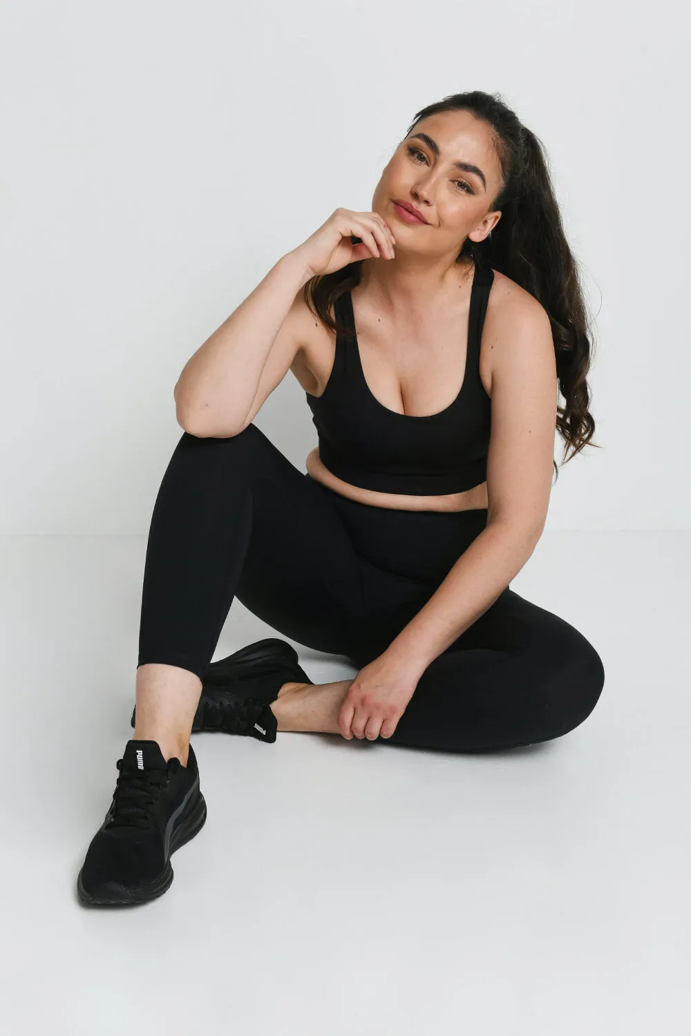 Energise 7/8 High Waisted Gym Leggings - Midnight Black