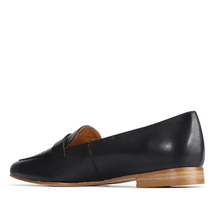 EOS Emika Ballet Flat Leather Loafer Slip On with Slight Heel