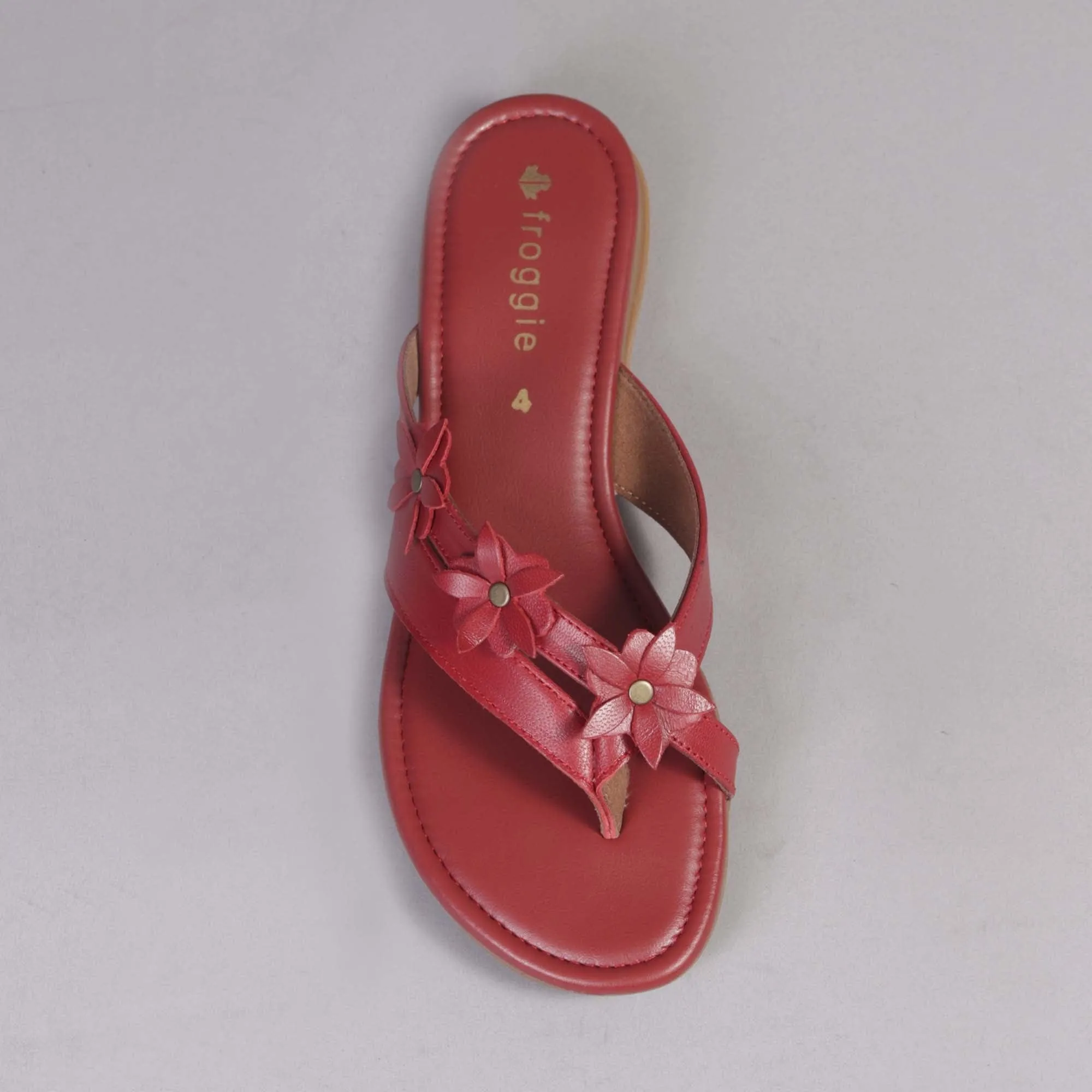 Flower thong sandal in Red - 12573