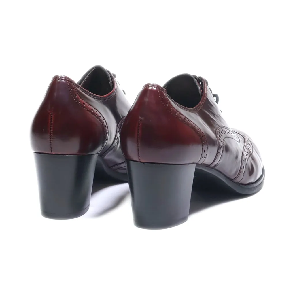 Gabor Mid-Heel Shoes Leather Maroon Colour For Women