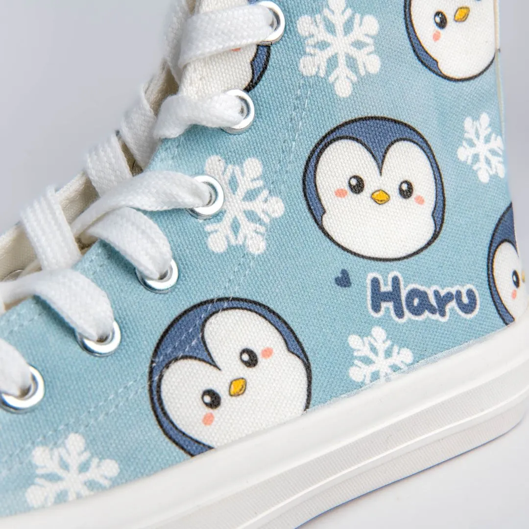 Haru the Penguin High Top Canvas Shoes - Unisex