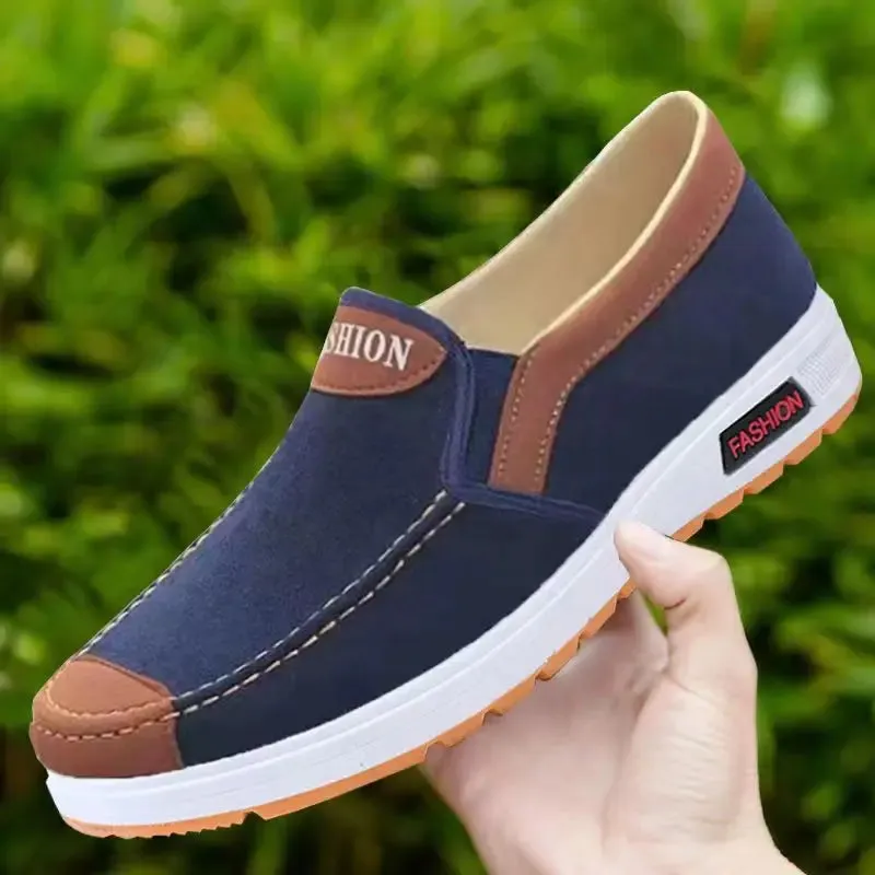 Hnzxzm Spring and Autumn Men Fashion Casual Shoes Trend Canvas Shoes Cover Feet Men Flat Shoes Lightweight and Soft Walking Shoes