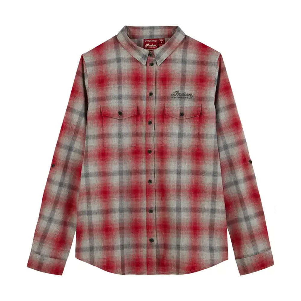 Indian Motorcycle  Womens Icon Plaid Shirt Soft Durable Comfortable Cotton Red