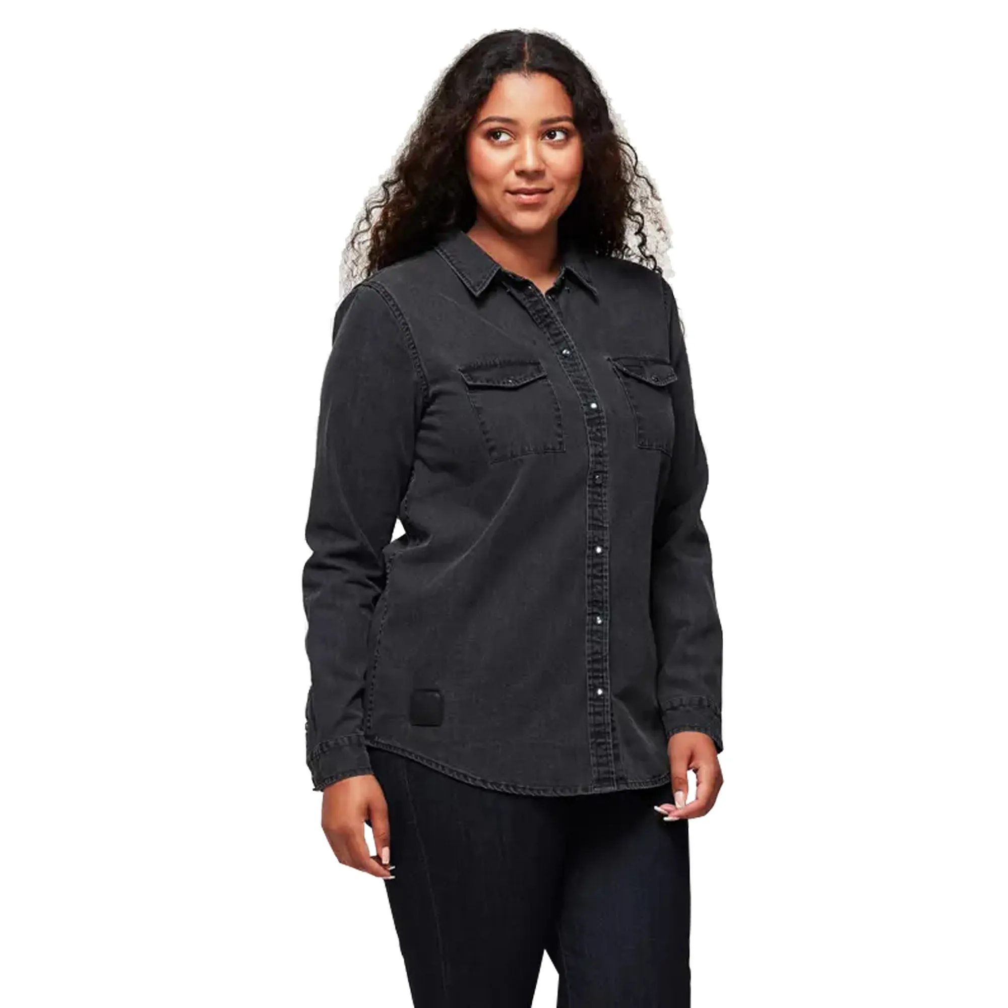 Indian Motorcycle  Womens Washed Denim Shirt Soft Durable Comfortable Blend Black