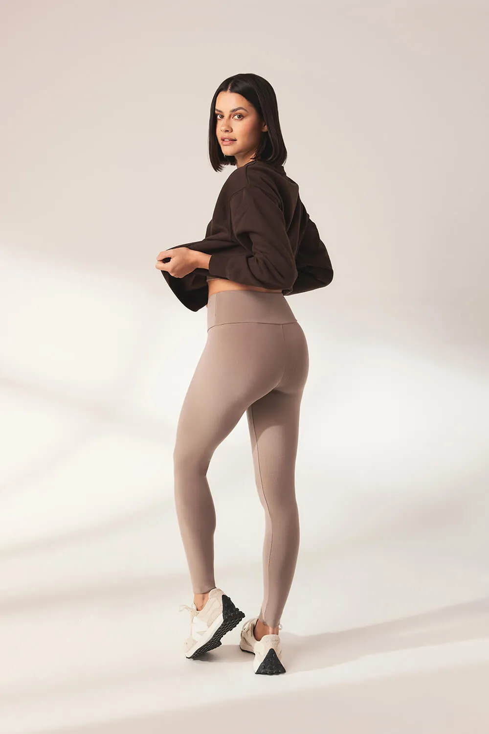 Lightweight Everyday High Waisted Leggings - Stone