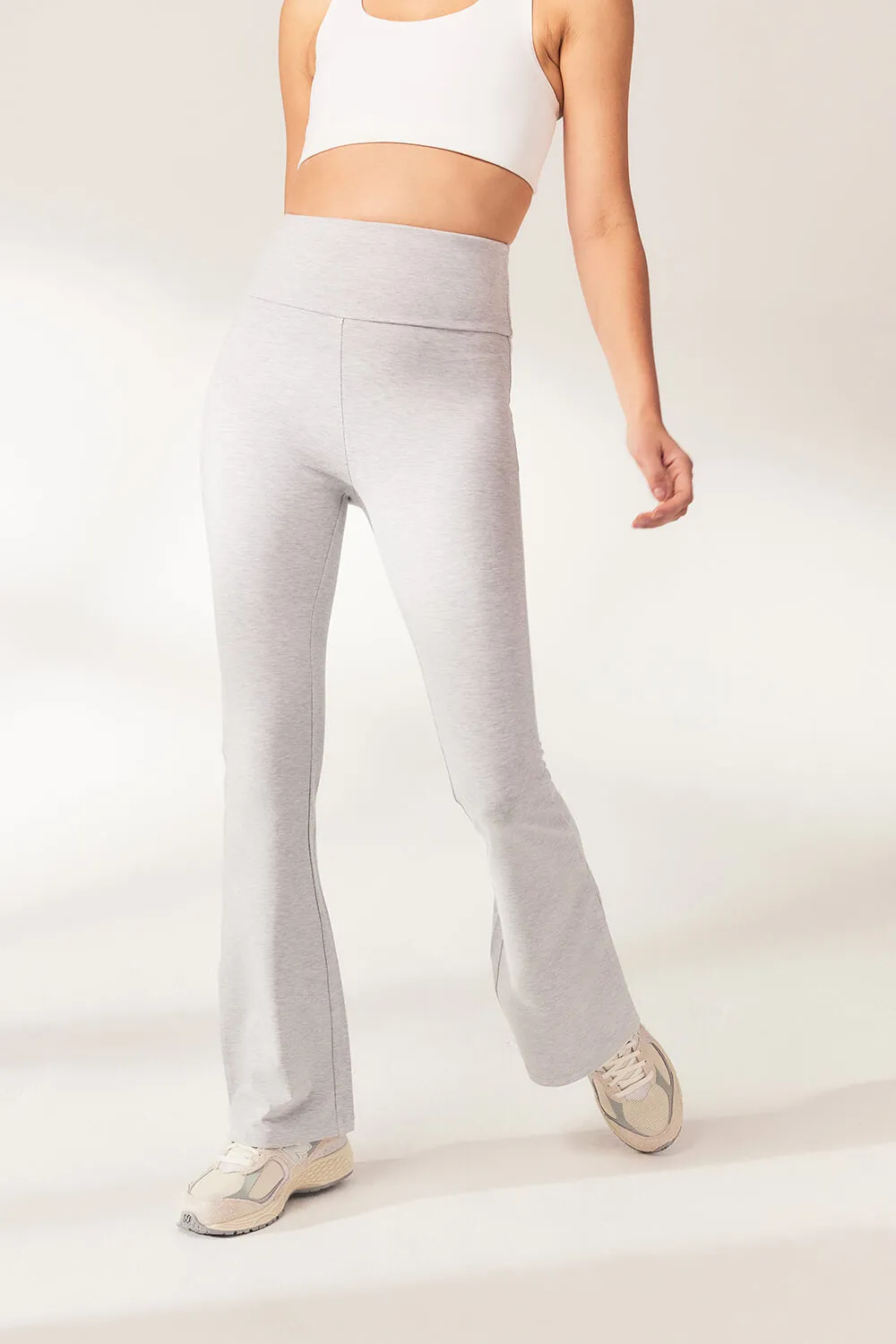 Lightweight Flare Leggings - Light Grey Marl