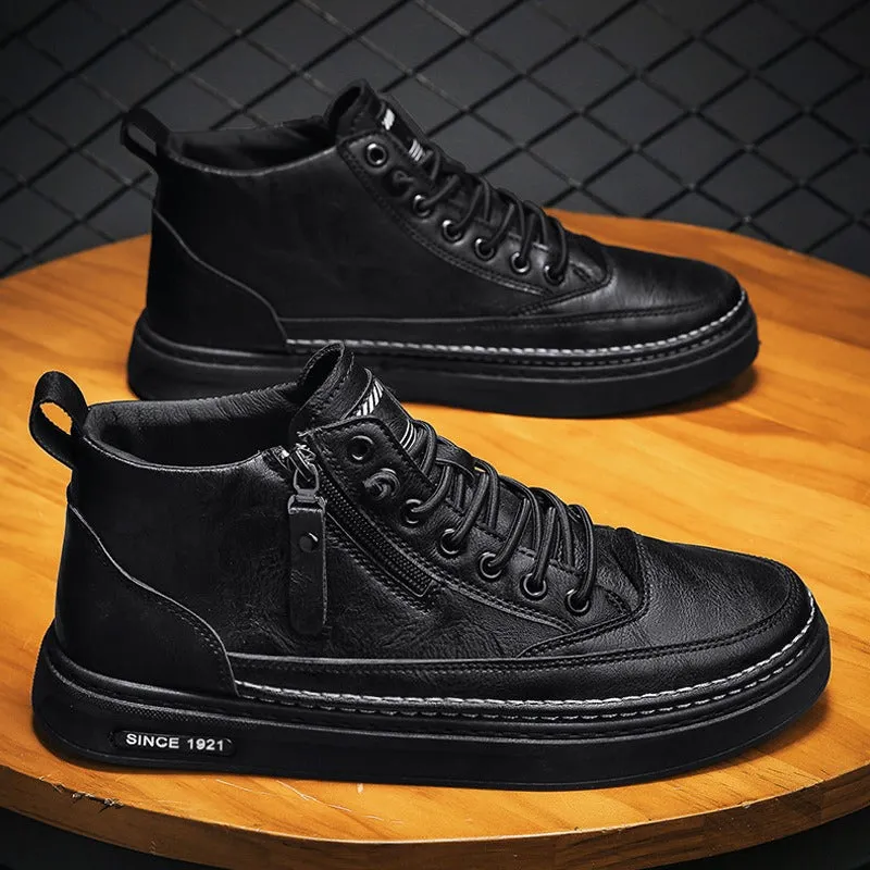 Martin Boots | High Top Casual Board Shoes for Men | Versatile Black Workwear Sports & Casual Boots