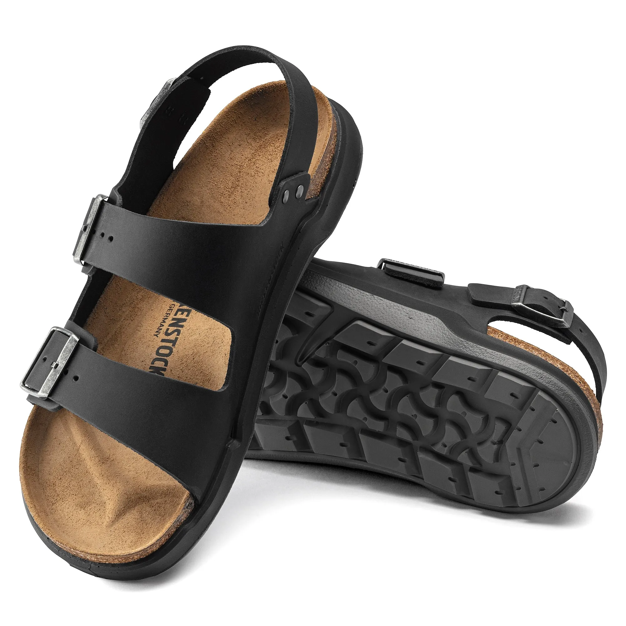 Men's Birkenstock Milano Rugged Oiled Leather Color: Black