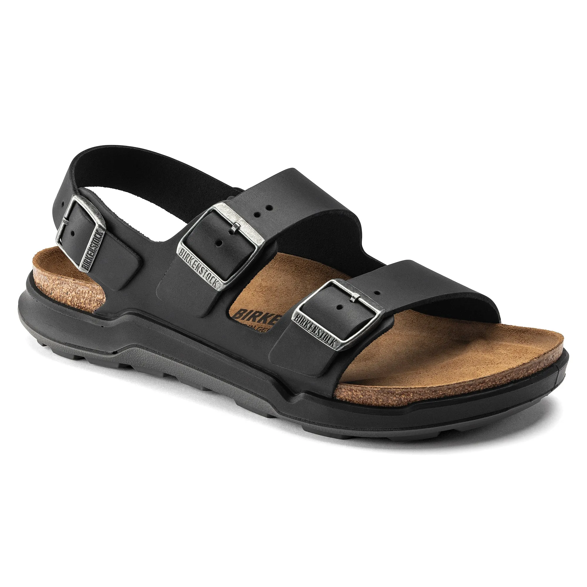 Men's Birkenstock Milano Rugged Oiled Leather Color: Black