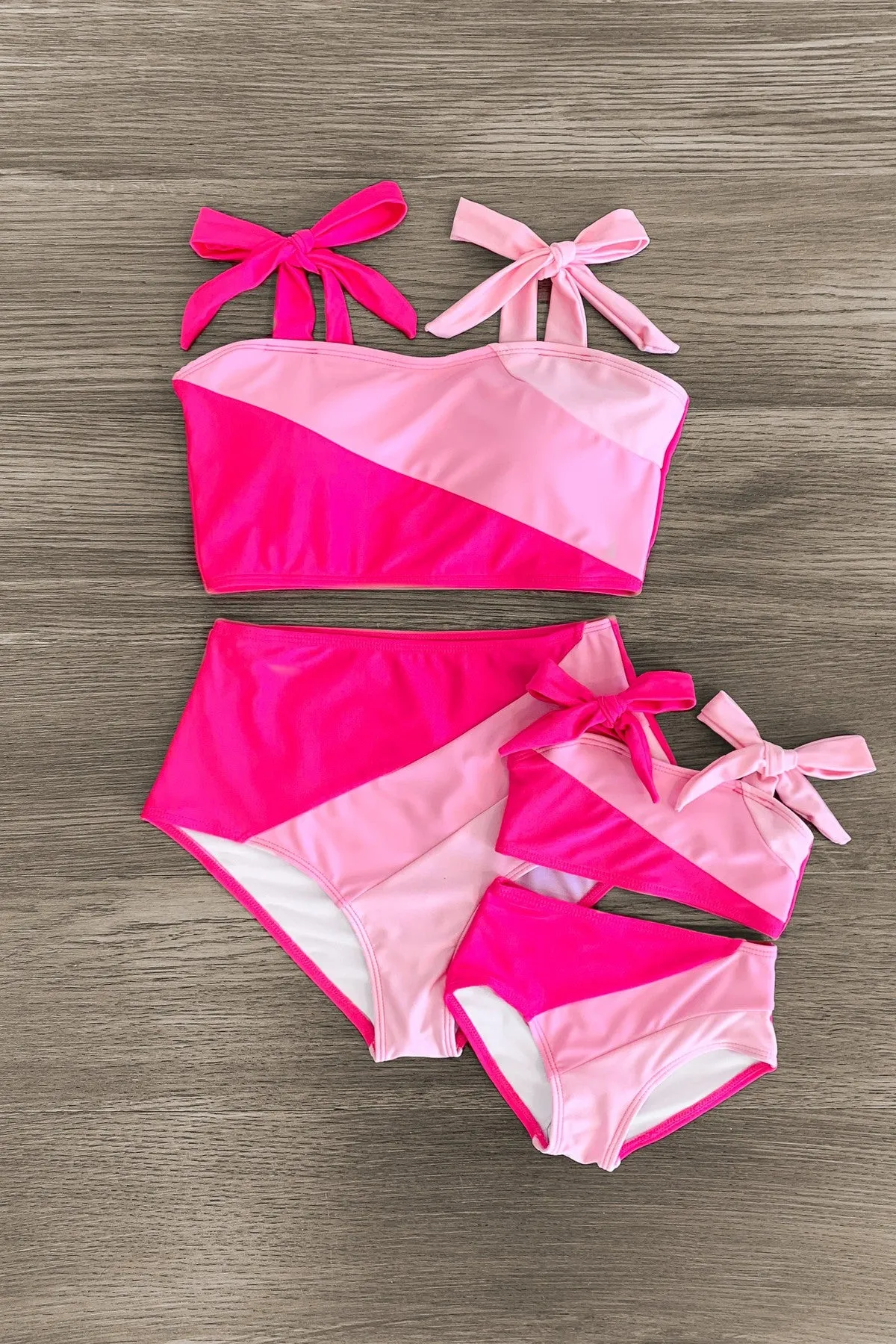 Mom & Me - Pink Colorblock Bikini