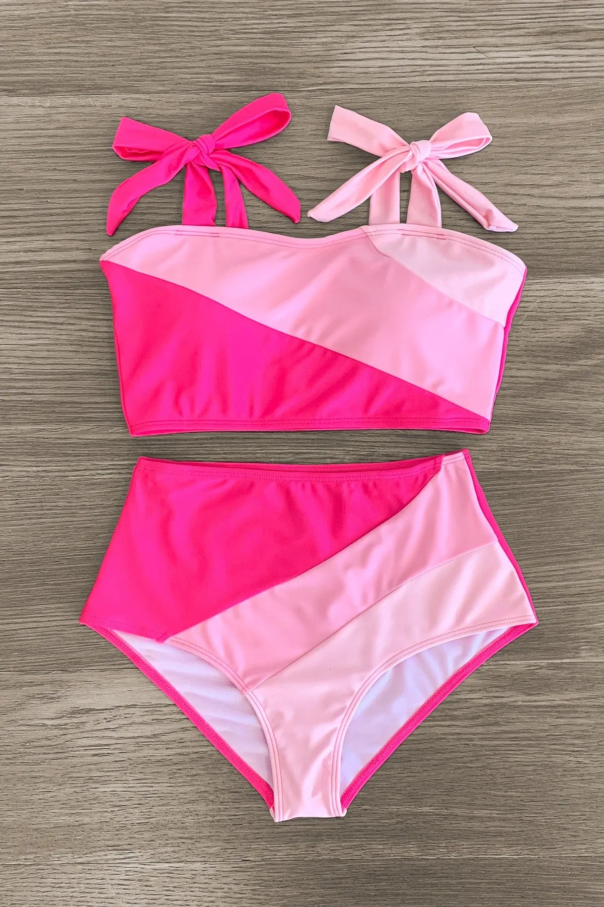 Mom & Me - Pink Colorblock Bikini