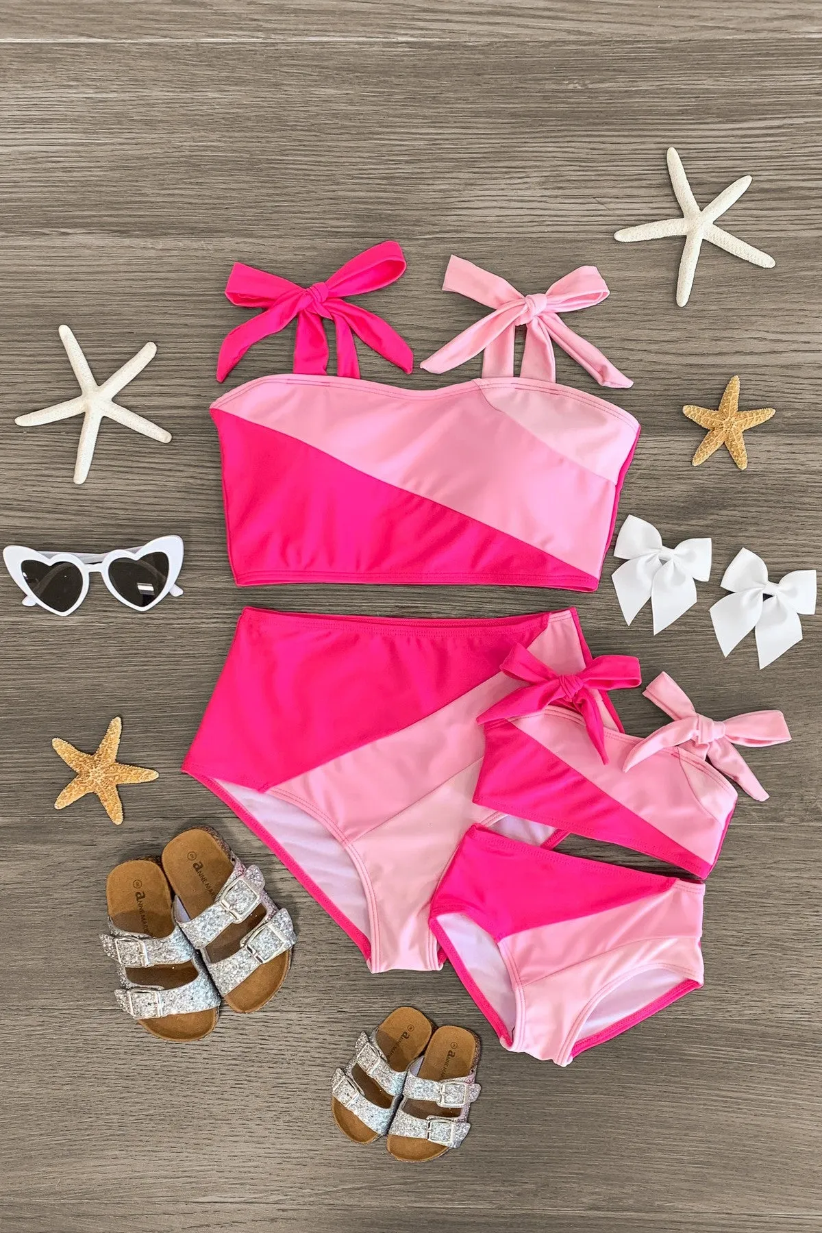 Mom & Me - Pink Colorblock Bikini