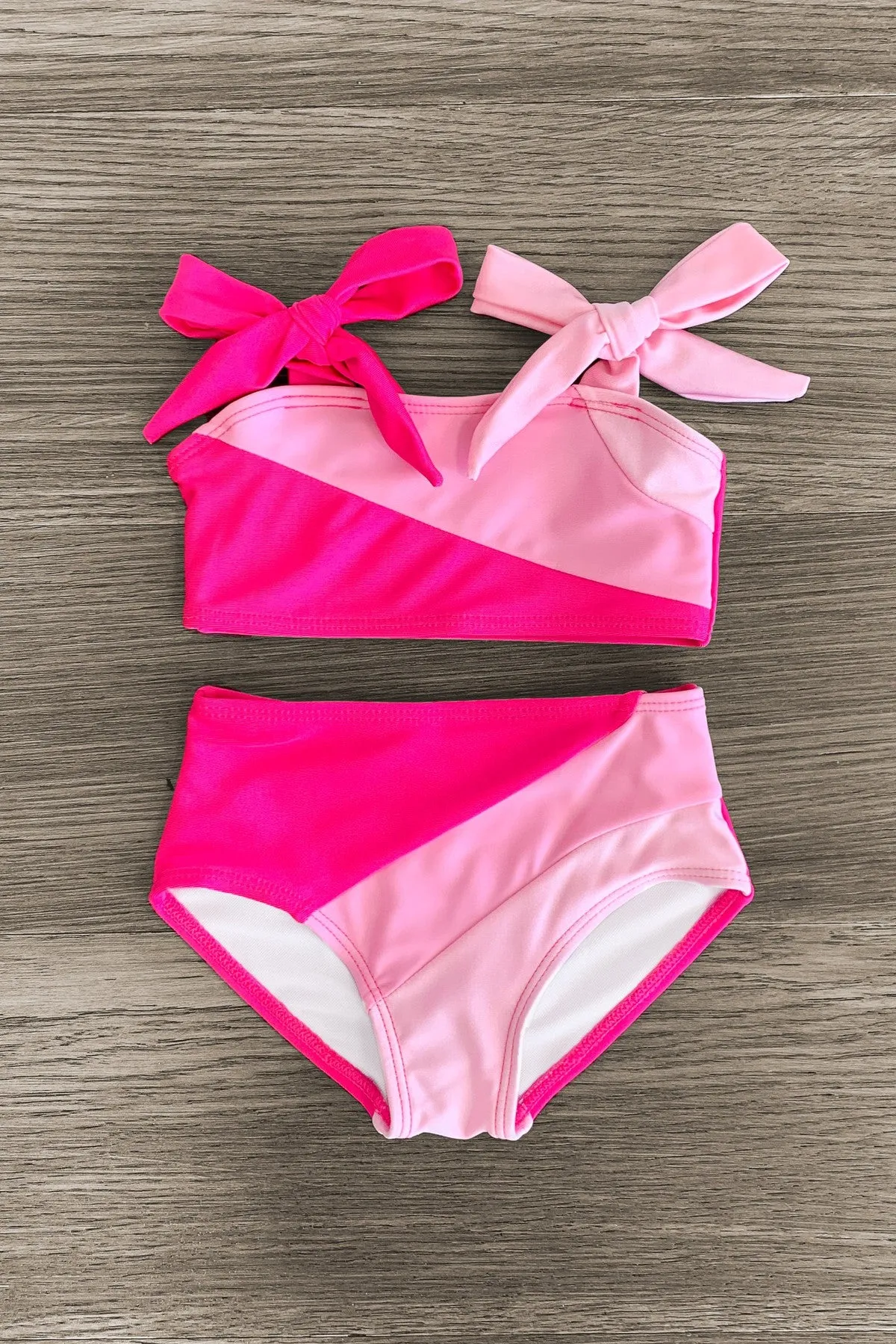 Mom & Me - Pink Colorblock Bikini