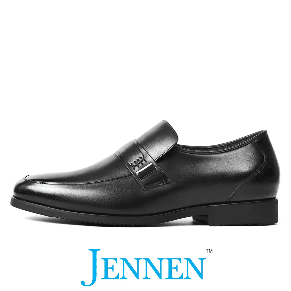 Mr. Brand 5cm | 2 inches Office Style Black Leather Slip On for Men