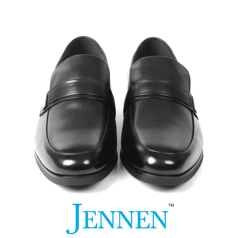 Mr. Brand 5cm | 2 inches Office Style Black Leather Slip On for Men