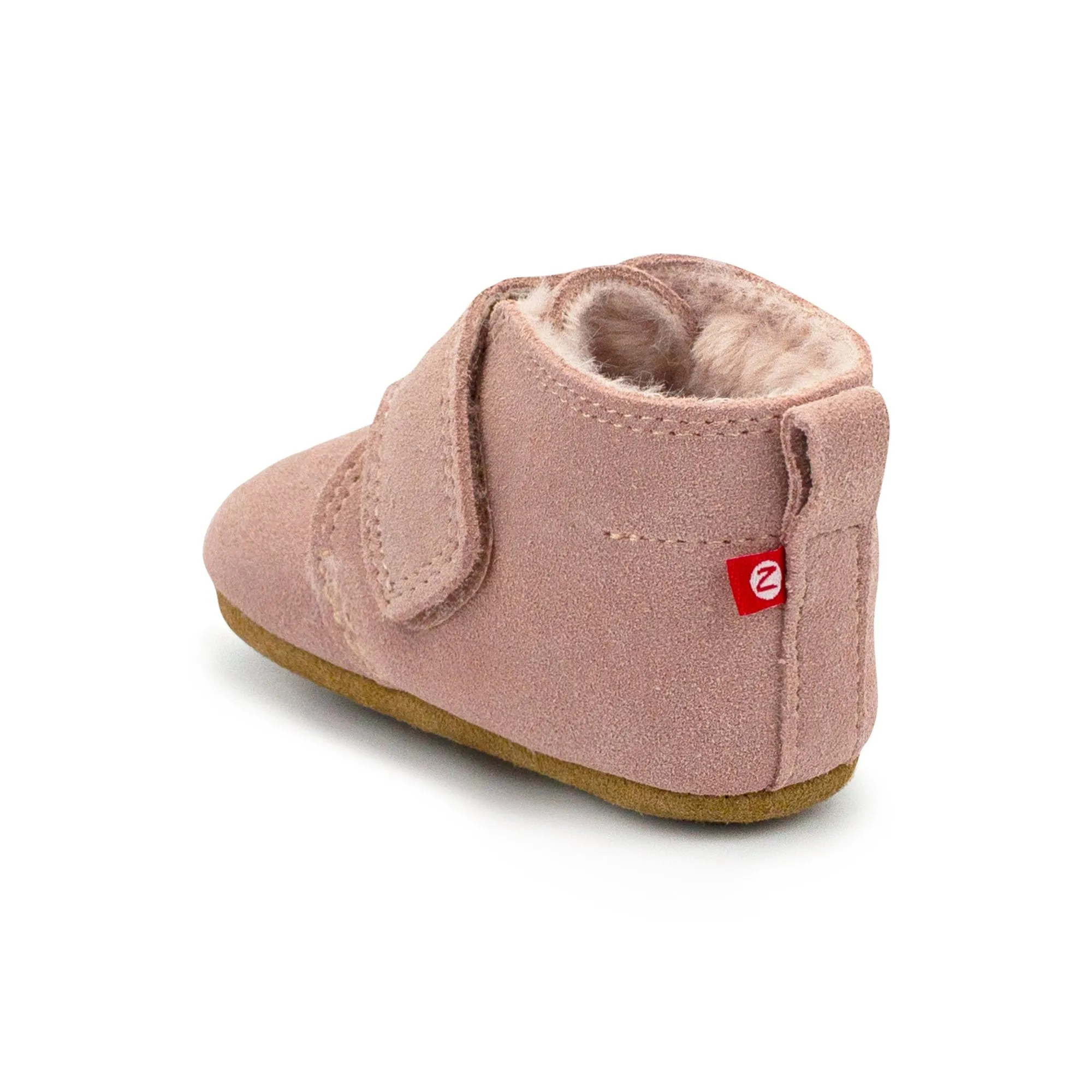 Pink Leather Furry Lined Baby Shoe