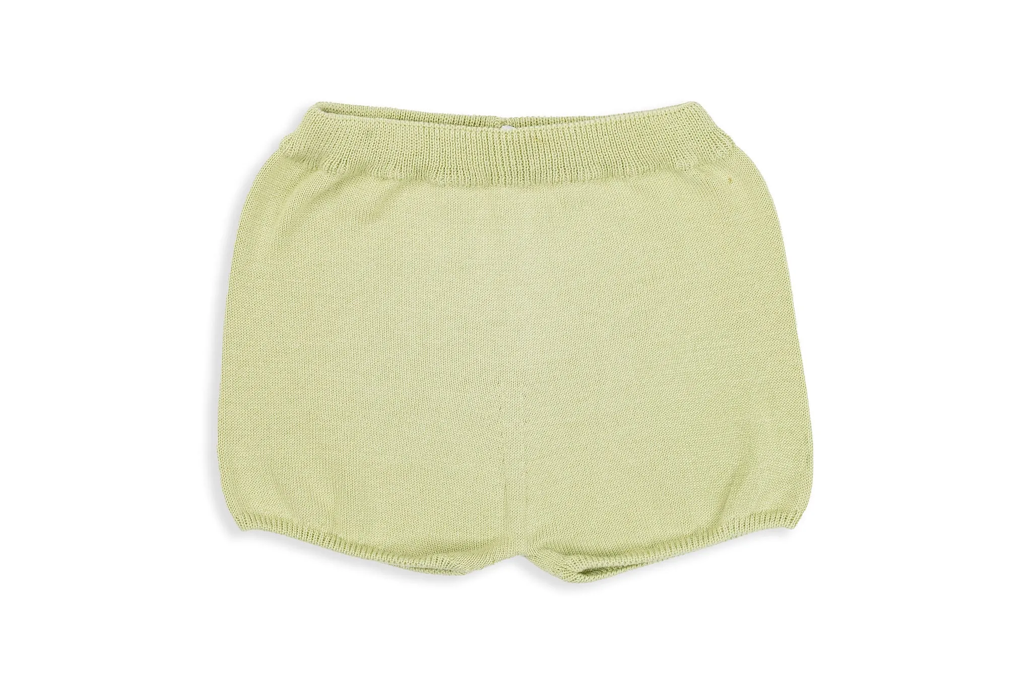 Pistachio & White Two-Piece Knit Shorts Set