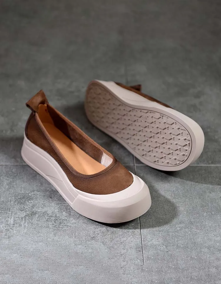 Round Toe Comfortable Soles Platform Retro Flat Shoes