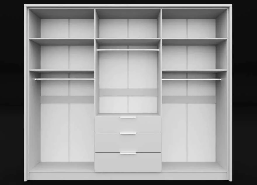 Singapore 255cm Hinged Door Wardrobe White