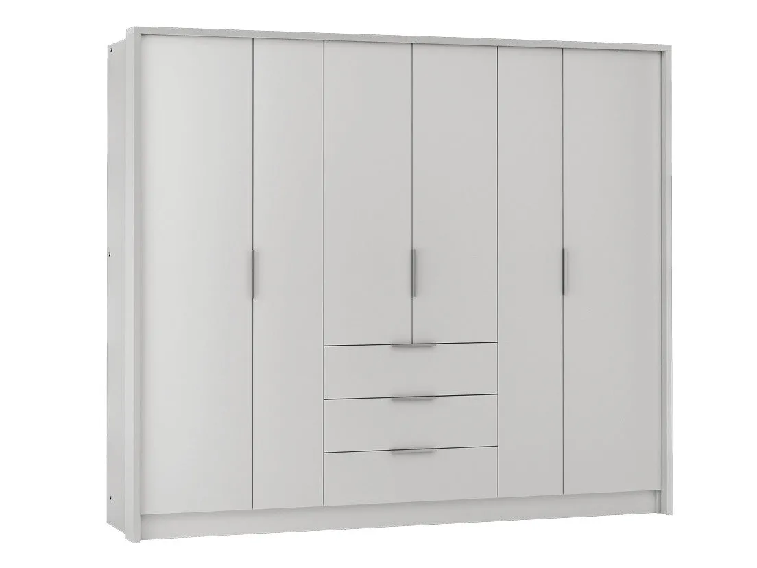 Singapore 255cm Hinged Door Wardrobe White