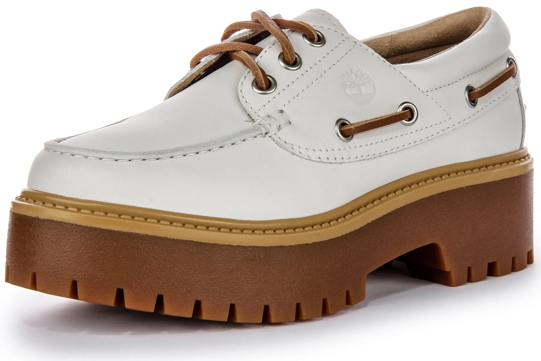 Timberland Stone Street Boat Shoes In White For Women