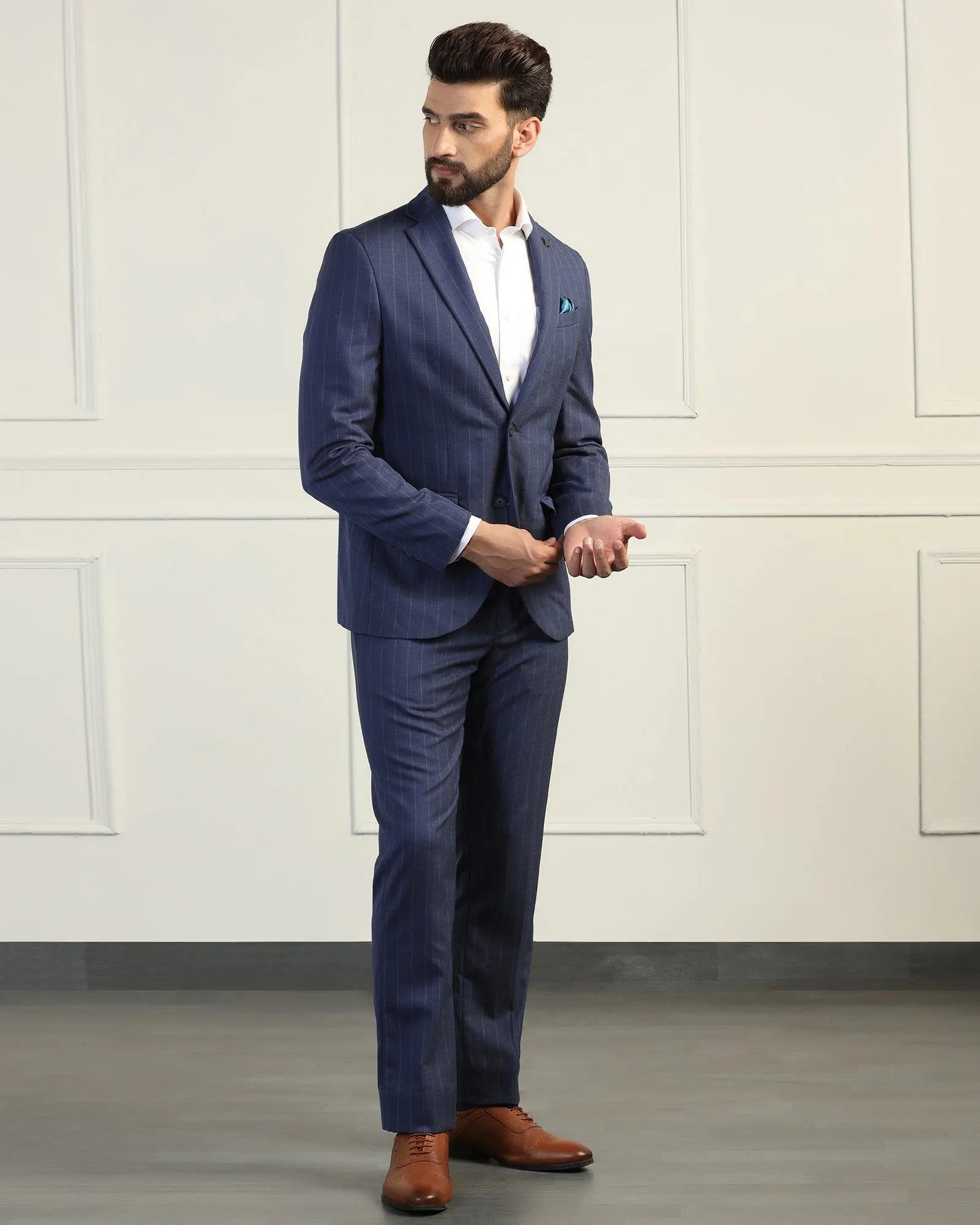 Two Piece Navy Stripe Formal Suit - Bertie