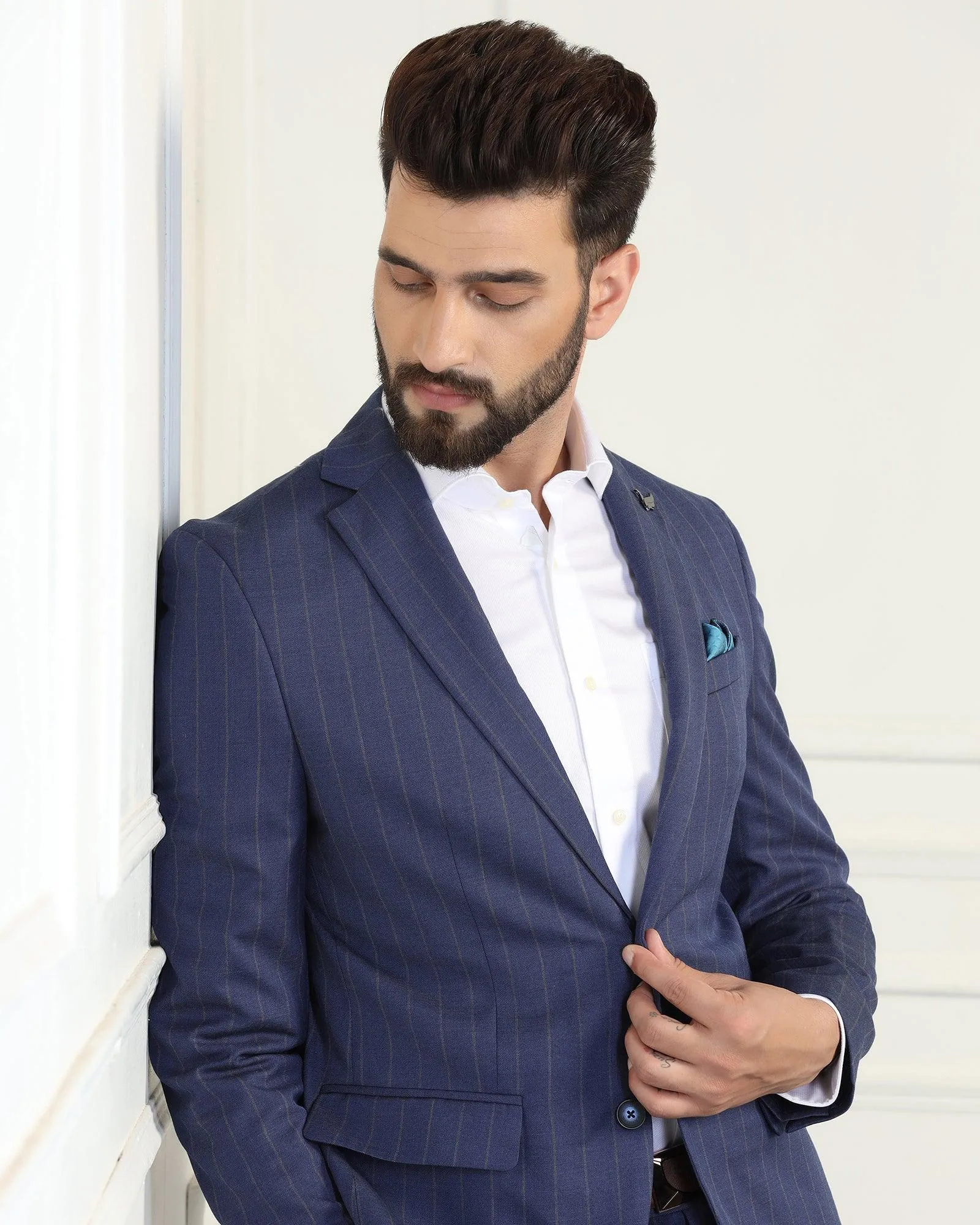 Two Piece Navy Stripe Formal Suit - Bertie