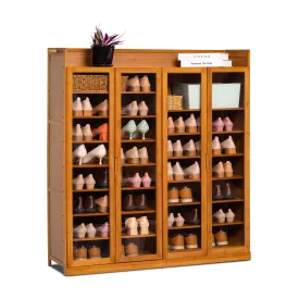 versatile Bamboo Shoes Cabinet, 9 Tiers 45 Pairs Storage Shoes Rack, Brown, for Home Entryway