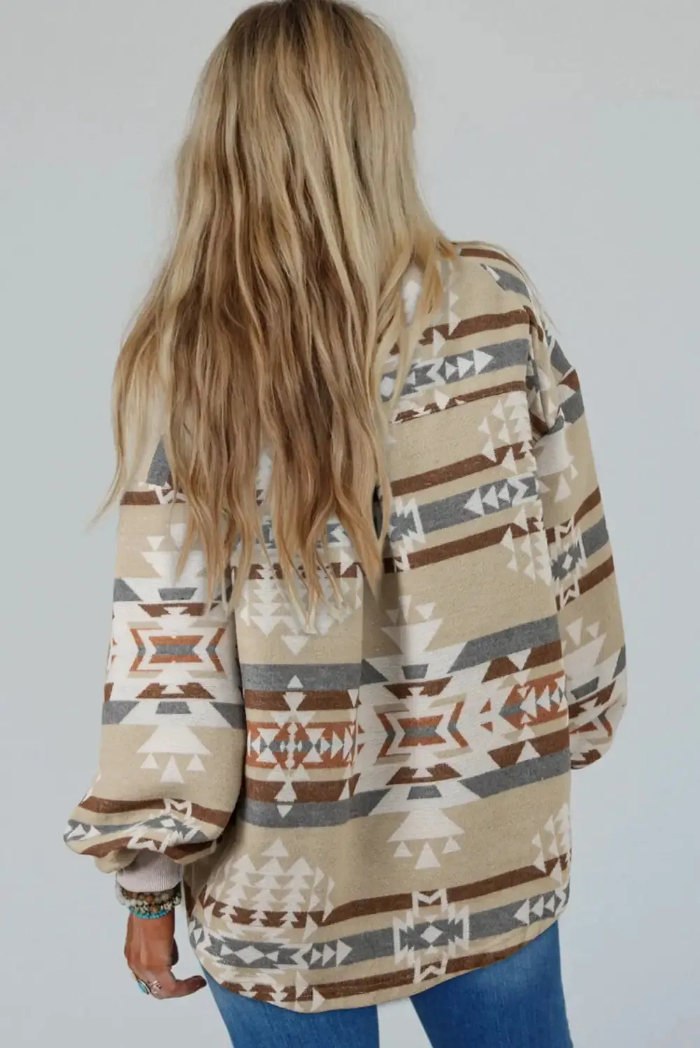 Vibrant Apricot Aztec Print Sweatshirt