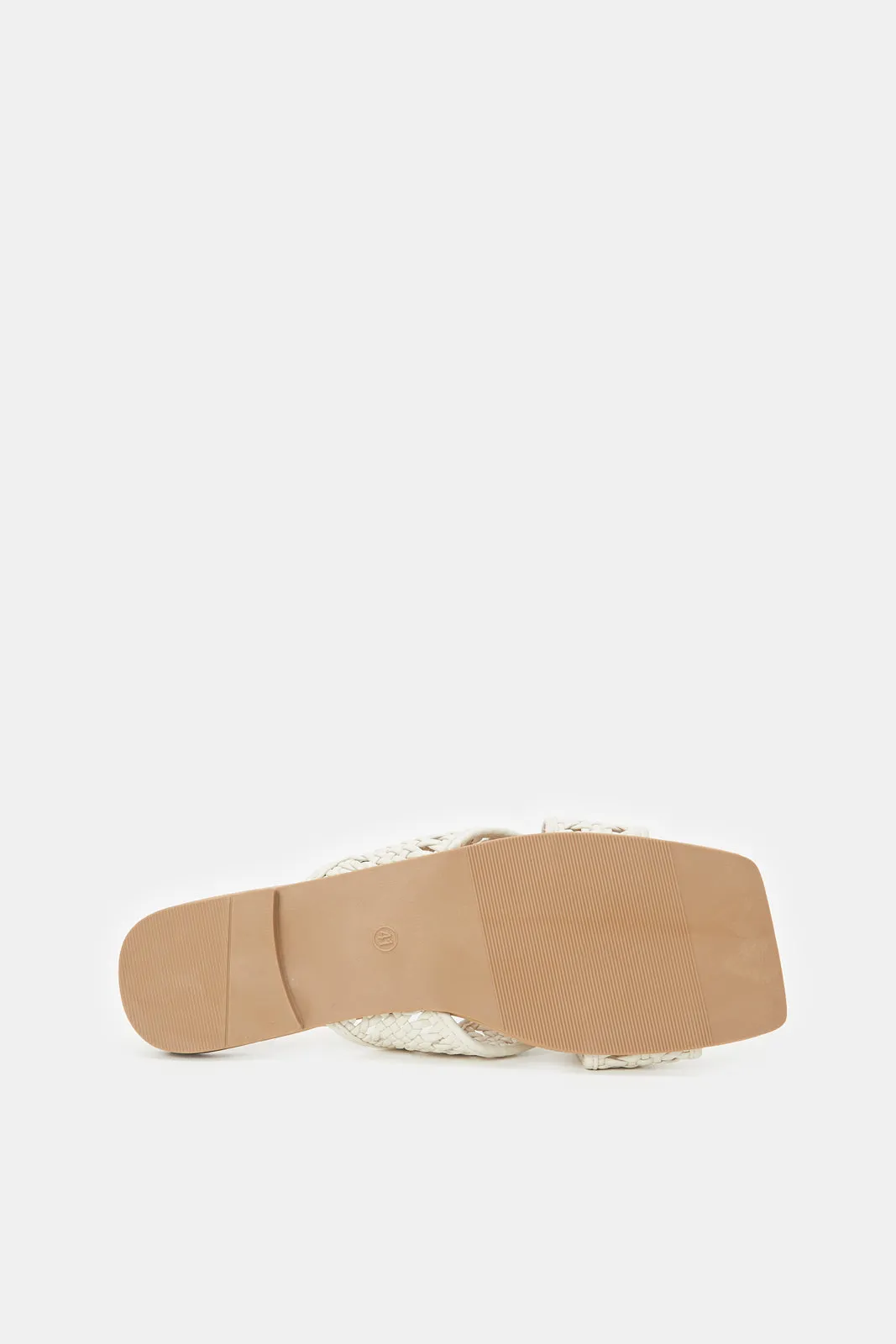 Women Beige Cross Over Mule