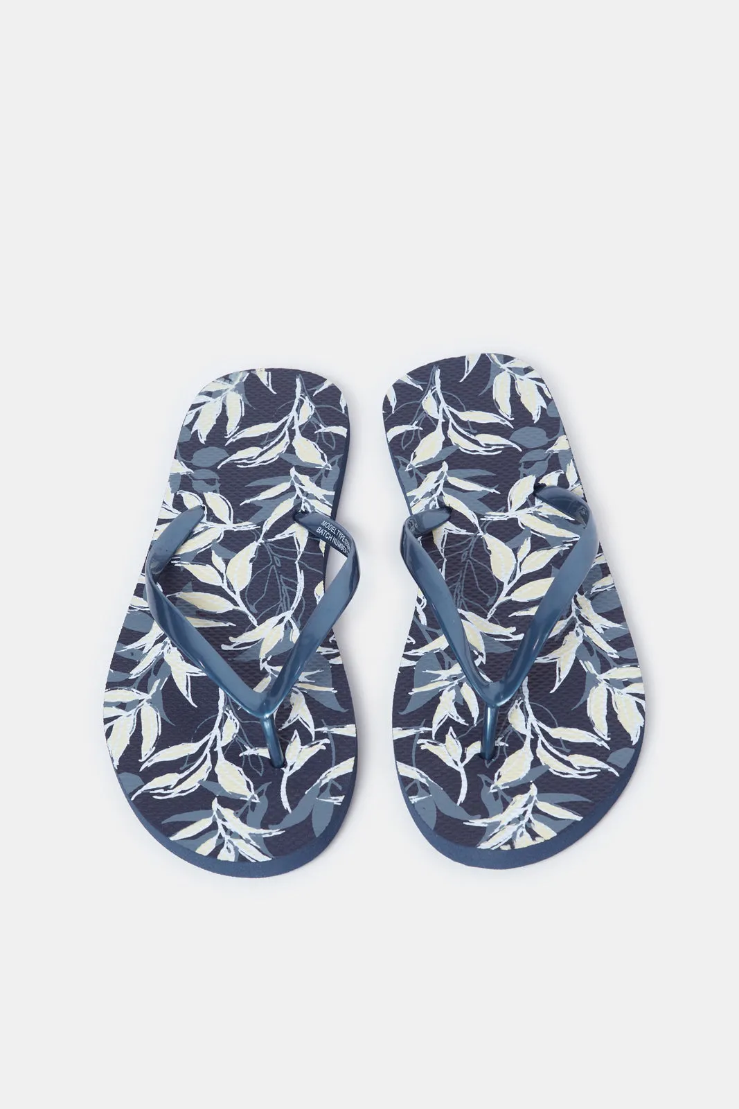 Women Navy Floral Print Flip Flop