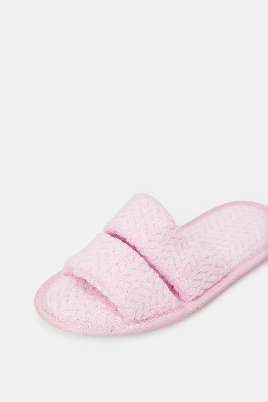 Women Pink Textured Strappy Slipper